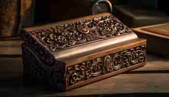 Gratis foto antieke houten bijbeldoos sierlijk elegant ontwerp gegenereerd door ai