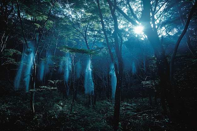 Gratis foto aokigahara bos donkere stijl