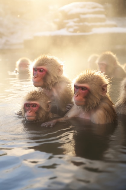 Gratis foto apen brengen samen tijd door in de natuur