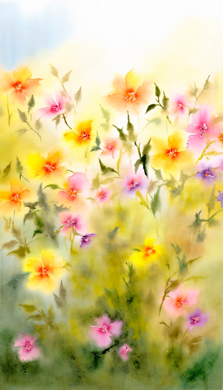 Gratis Foto aquarel bloemen schilderij