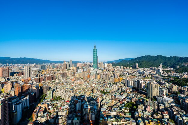 Architectuur die de stad van Taipeh bouwen