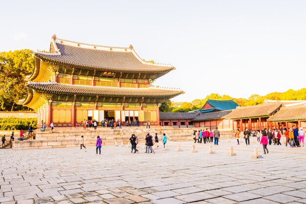 Architectuur in Changdeokgung-Paleis in de Stad van Seoel in Korea