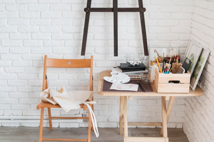 Gratis Foto art desk concept met benodigdheden