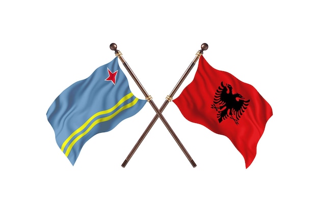 Aruba versus albanië twee landen vlaggen achtergrond
