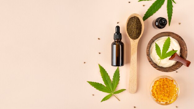 Assortiment biologische cannabisproducten