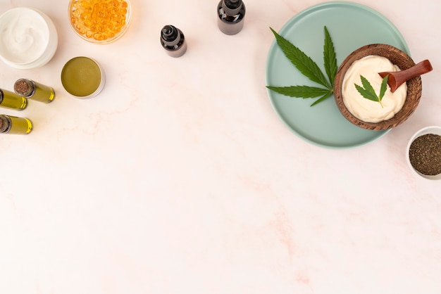 Assortiment biologische cannabisproducten