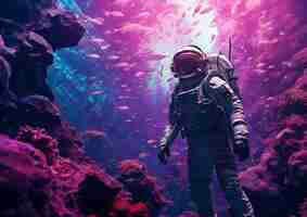 Gratis foto astronaut duiken digitale kunst