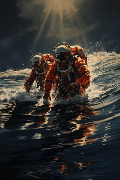 Astronaut duiken digitale kunst