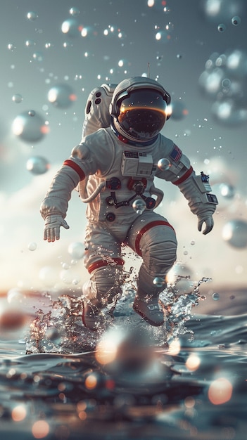 Gratis foto astronaut duikt in de oceaan