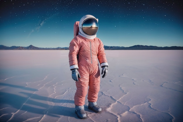 Astronaut in een ruimtepak op aarde