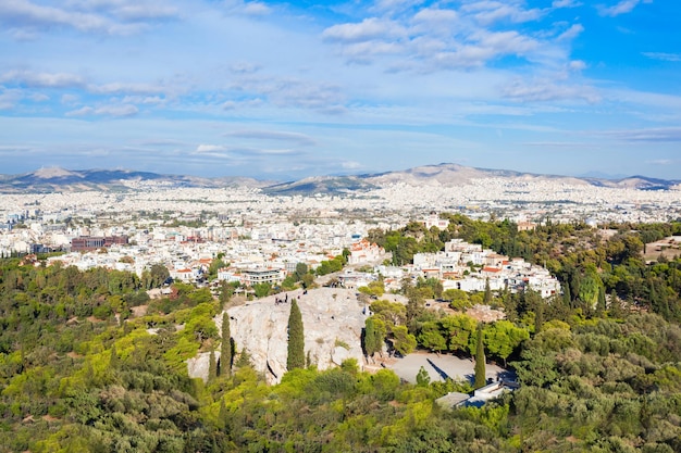 Athene luchtfoto panoramisch uitzicht vanaf de atheense akropolis in griekenland