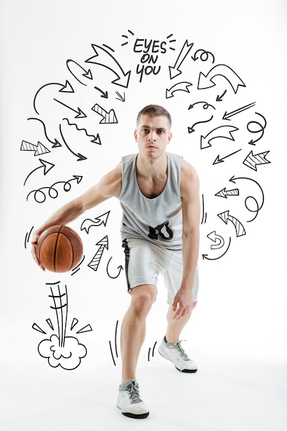 Gratis foto atleet sporten met hand getrokken doodles