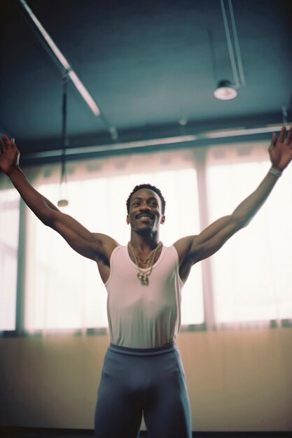 Atletische gespierde man training in gymnastiek in de sportschool