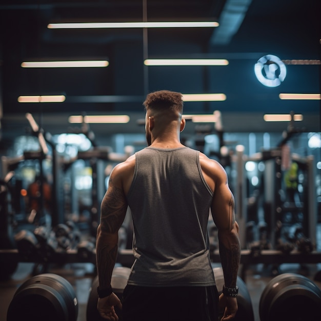 Atletische man die gymnastiek beoefent om fit te blijven