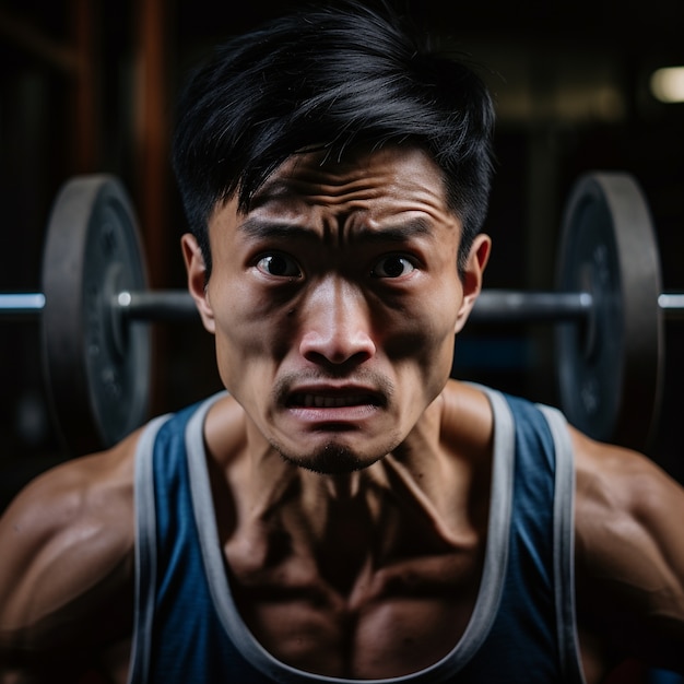 Atletische man die gymnastiek beoefent om fit te blijven