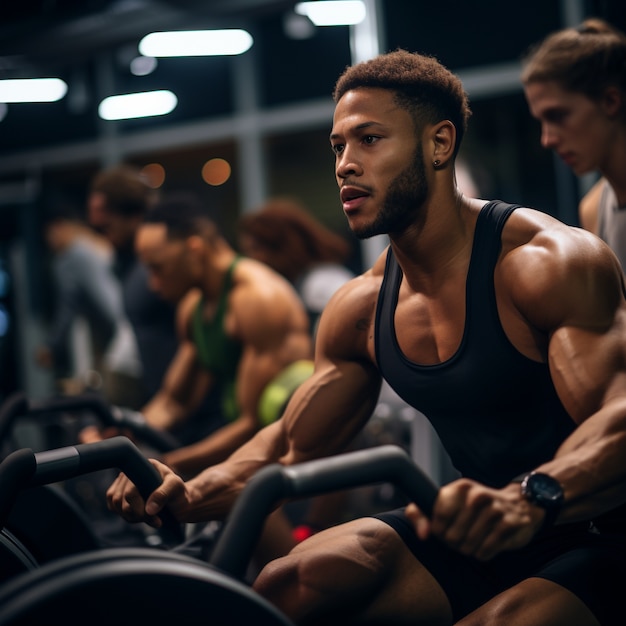 Gratis foto atletische man die gymnastiek beoefent om fit te blijven