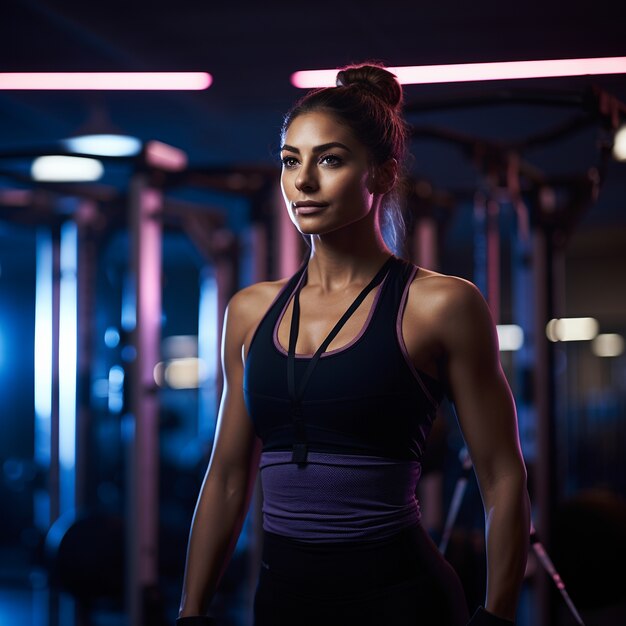 Atletische vrouw die in de sportschool traint om fit te blijven