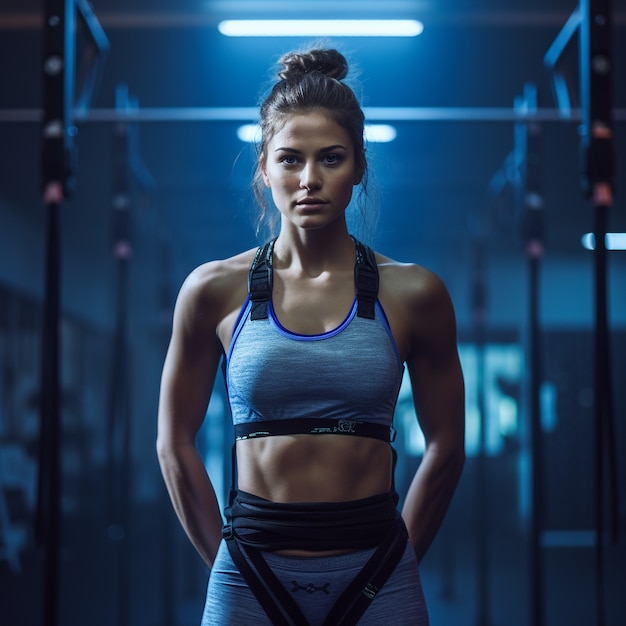 Atletische vrouw die in de sportschool traint om fit te blijven