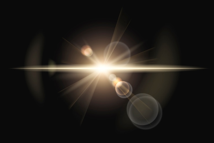 Gratis Foto authentieke anamorfe lens flare met ring ghost effect