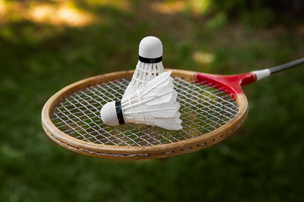 Badmintonshuttles en racket