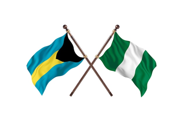 Bahama's versus nigeria twee landen vlaggen achtergrond