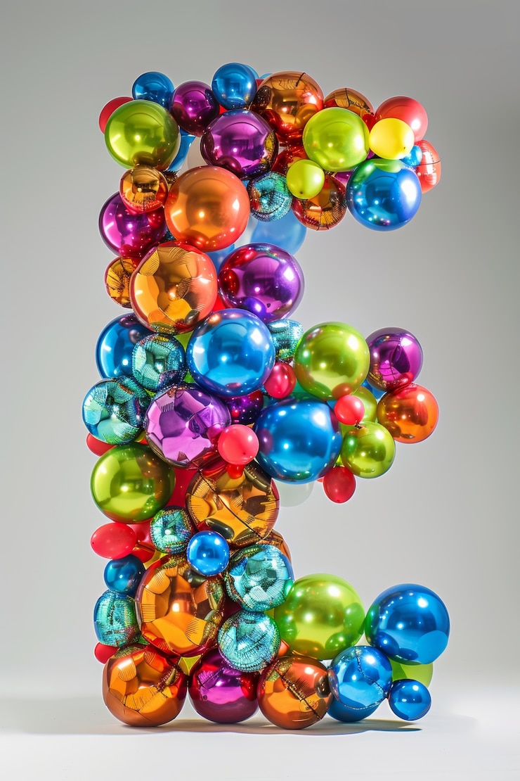 Gratis Foto ballon twist letters op vlakke achtergrond