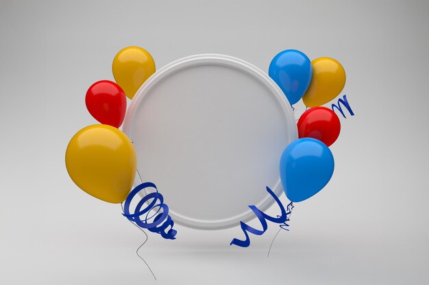 Ballonnen en linten rond een lege cirkel