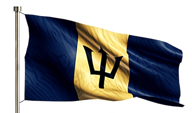 Gratis foto barbados nationale vlag geïsoleerde 3d witte achtergrond