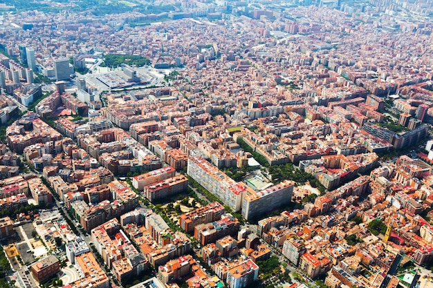 Barcelona vanuit een helikopter. Wijk Sants