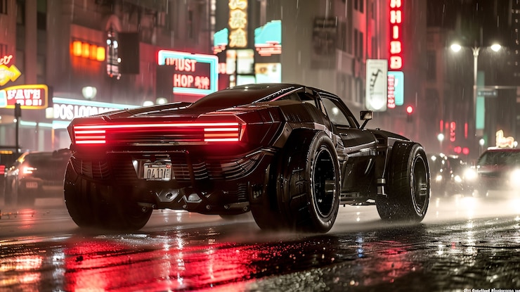 Gratis Foto batmobile auto met neonlichten