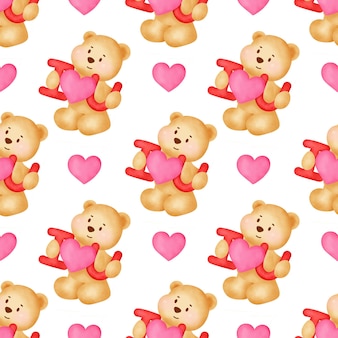 Bear valentijnsdag naadloos patroon