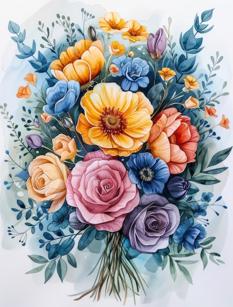 Gratis foto beautiful watercolor floral arrangement