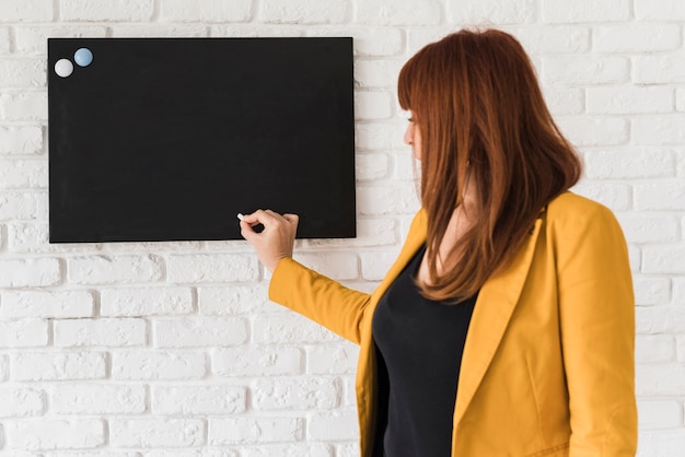 Bedrijfs vrouw die een presentatie maakt