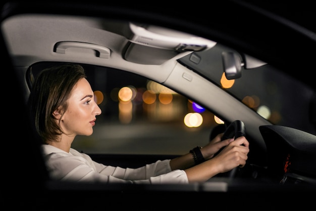 Bedrijfsvrouw in de auto