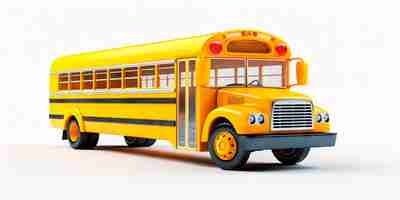 Gratis foto beeld van gele stuk speelgoed 3d geïsoleerde schoolbus op witte achtergrond