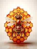 Gratis foto bekijk 3d bijeninsect met honingraat