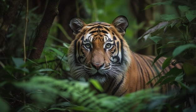 Bengaalse tijger starende schoonheid in de natuur vastgelegd gegenereerd door AI