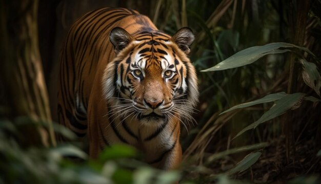 Bengaalse tijgerwelp die schoonheid in de natuur staart, gegenereerd door AI