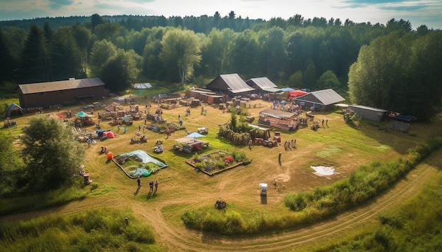 Gratis foto berghut in groene weide perfecte ontspanningsplek gegenereerd door ai