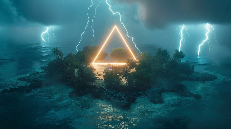 Gratis Foto bermuda driehoek met mystieke neon