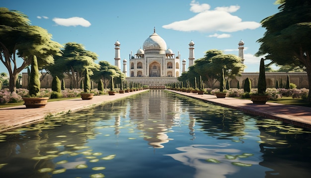 Beroemd monument weerspiegelt spiritualiteit en architectonische schoonheid uit de oude indiase cultuur, gegenereerd door kunstmatige intelligentie