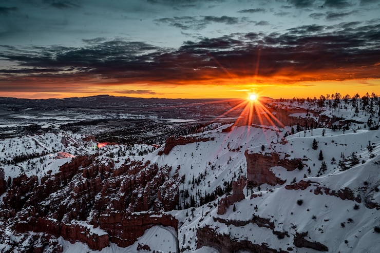 Gratis Foto besneeuwde winterlandschap