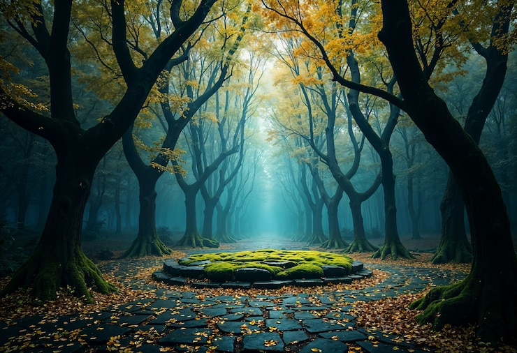 Gratis Foto betoverde bos fantasie achtergrond