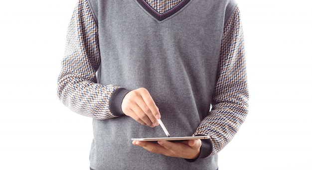 bewaken man vooraan touchpad internet