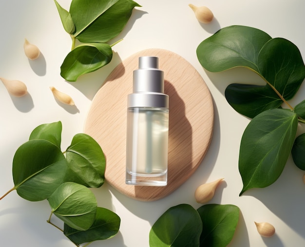 Biologisch cosmetisch product met een dromerige esthetiek en een frisse achtergrond