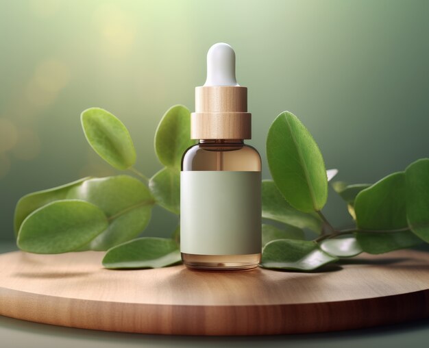 Biologisch cosmetisch product met een dromerige esthetiek en een frisse achtergrond