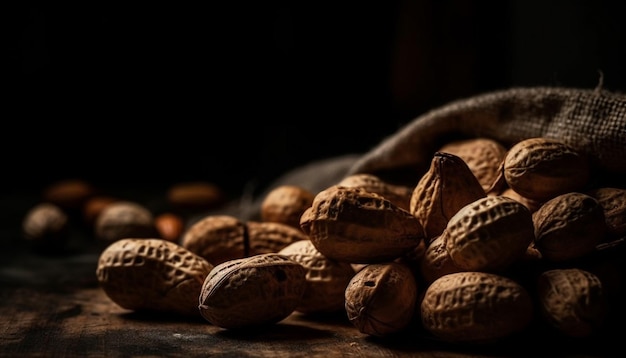 Gratis foto biologische noten in een notendop gezonde snack generatieve ai