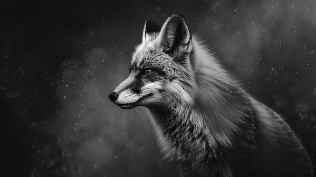 Gratis foto black and white view of wild fox in its natural habitat