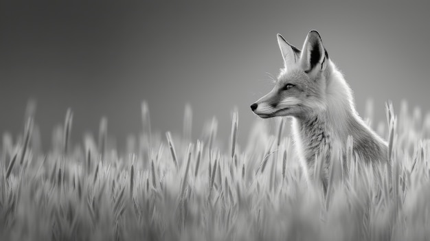 Gratis foto black and white view of wild fox in its natural habitat