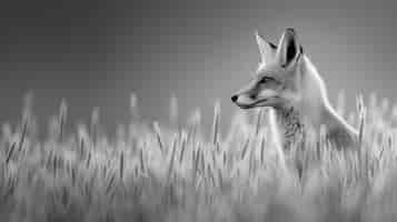 Gratis foto black and white view of wild fox in its natural habitat